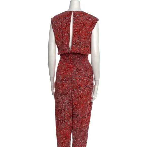 MAJE Pioma Leopard-print Woven Jumpsuit In Imprime Size XS EU 34 Red Gray Grey - Picture 3 of 11